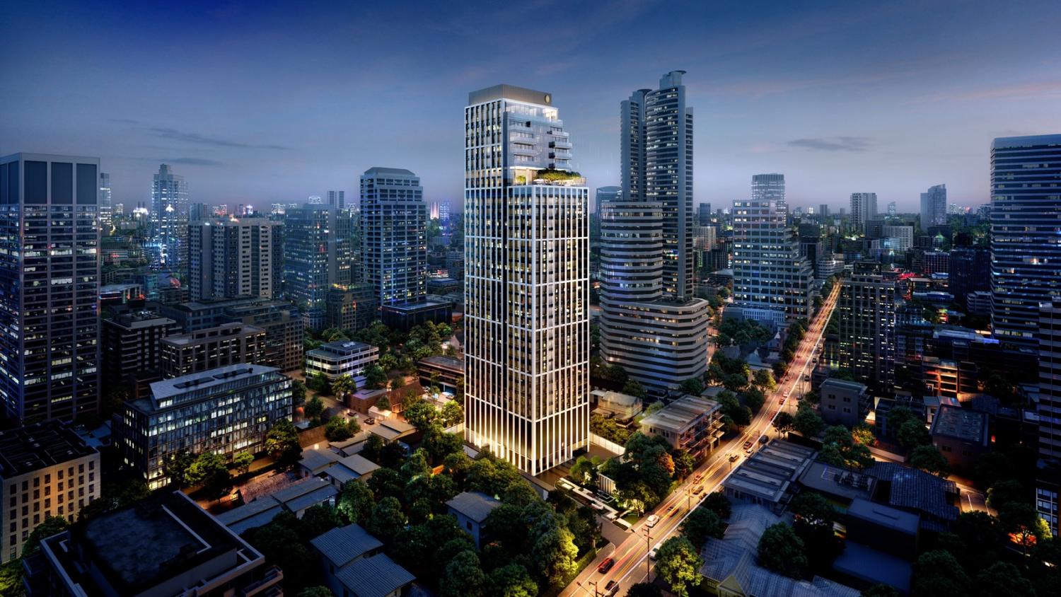An artist's rendition of InterContinental Residences Bangkok Asoke on Sukhumvit Soi 16.