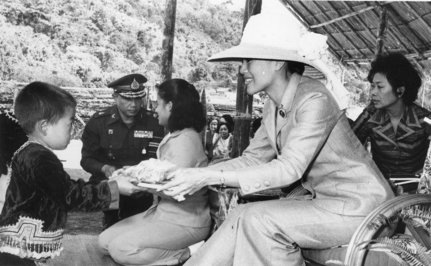 Queen Sirikit gave a present to one lucky boy in 1974.