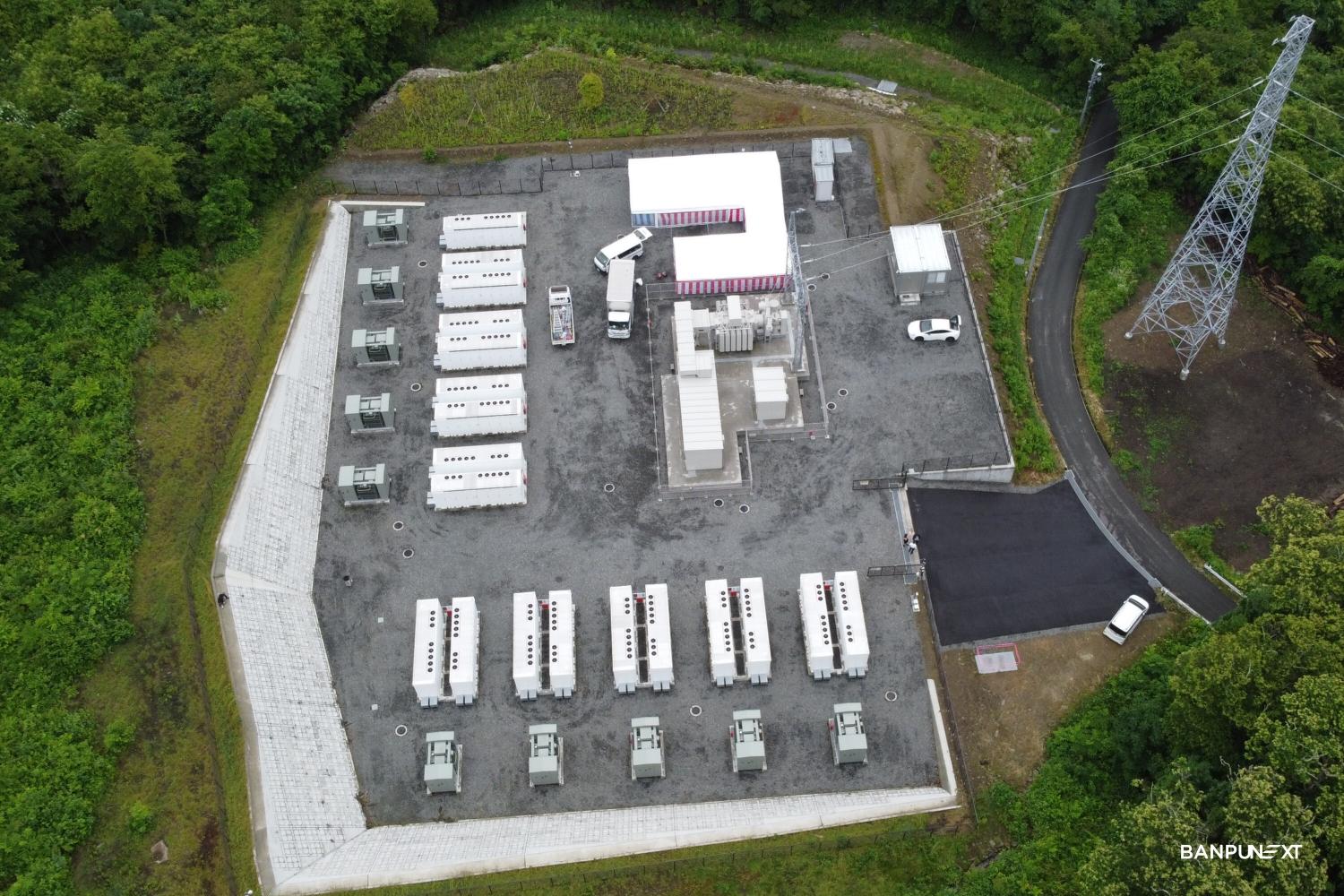 A battery farm operated by Banpu in Tono, Japan. The company adopted battery energy storage system technology to ensure power reliability from renewable energy.
