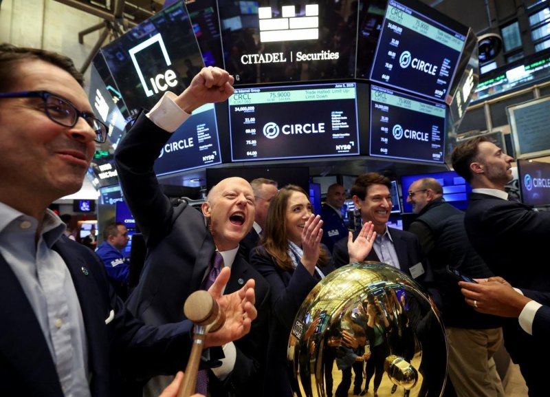 Jeremy Allaire, CEO and co-founder of the Circle Internet Group, reacts to the price of first trades, on the day of the company's IPO, at the New York Stock Exchange in New York, on June 5. (Photo: Reuters)