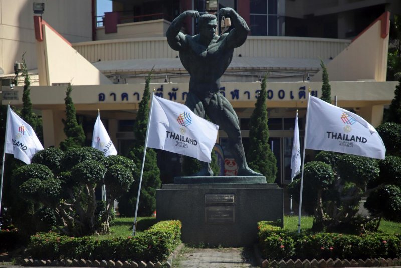 ธงประจำซีเกมส์ 2025 ณ สนามกีฬาแห่งหนึ่งในกรุงเทพฯ