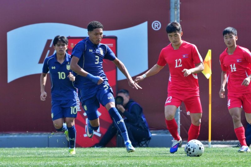 North Korea's Choe Ryong Il controls the ball during the match. (Photo supplied)