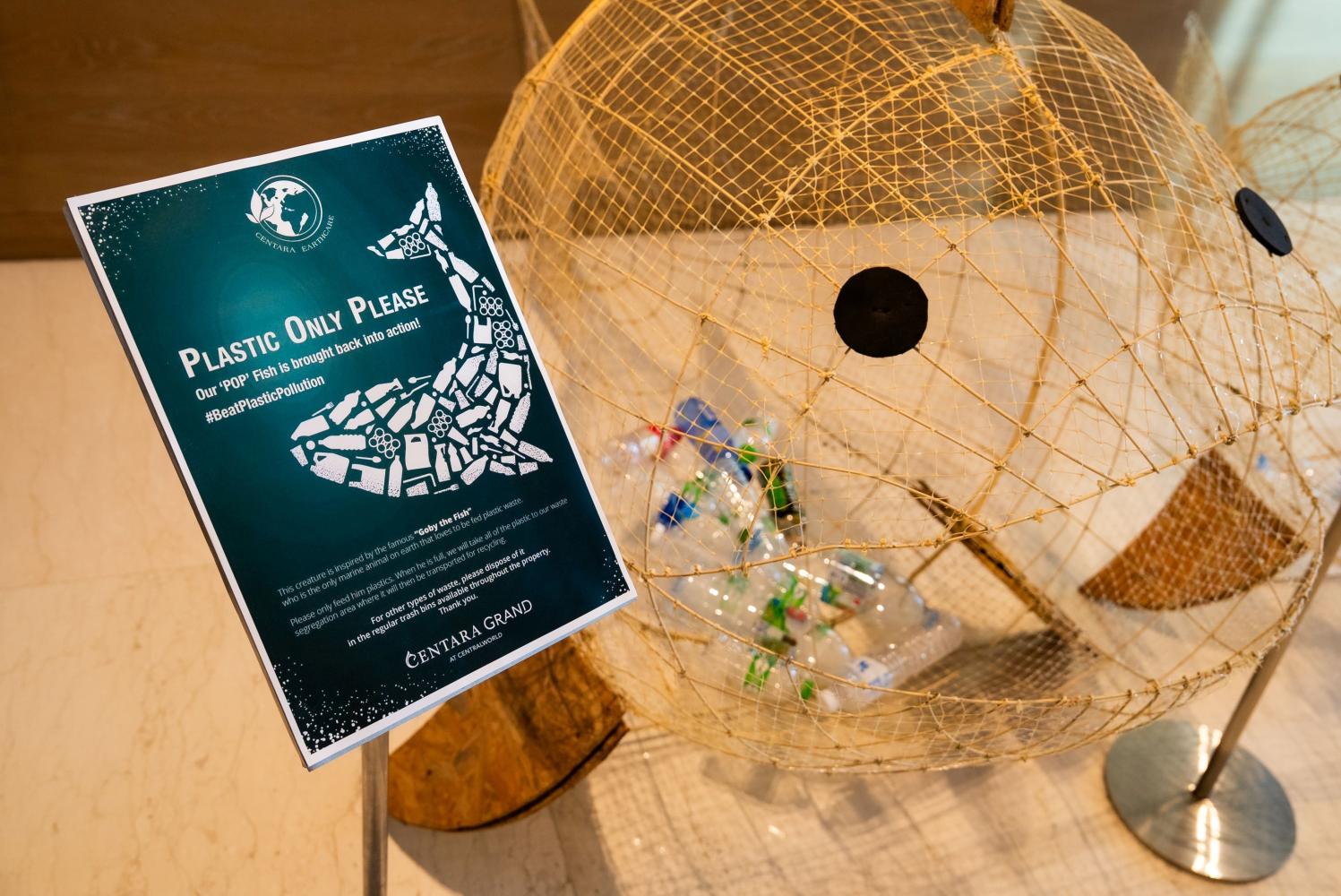 The P‑O‑P Fish, a plastic waste collection installation for hotel properties.