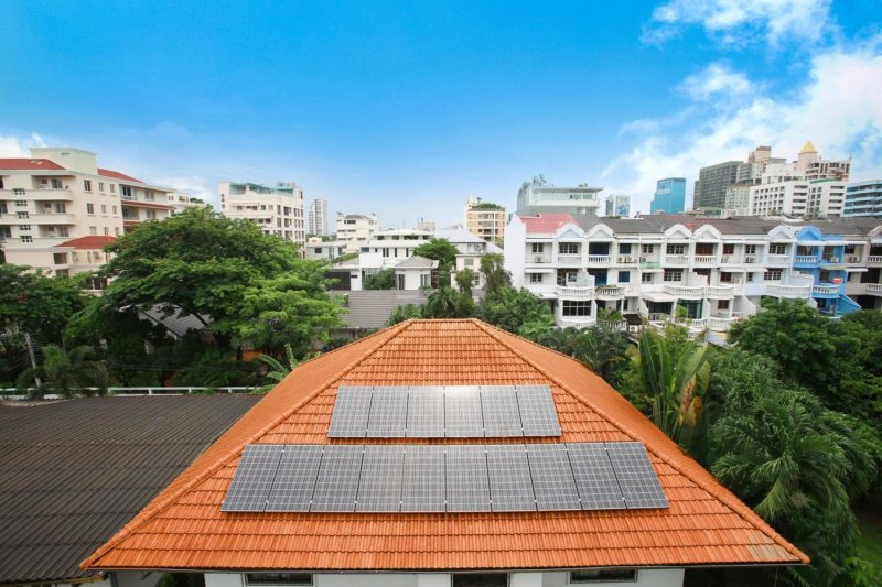 Rooftop solar panels installed by SPCG's subsidiary Solar Power Roof Co.