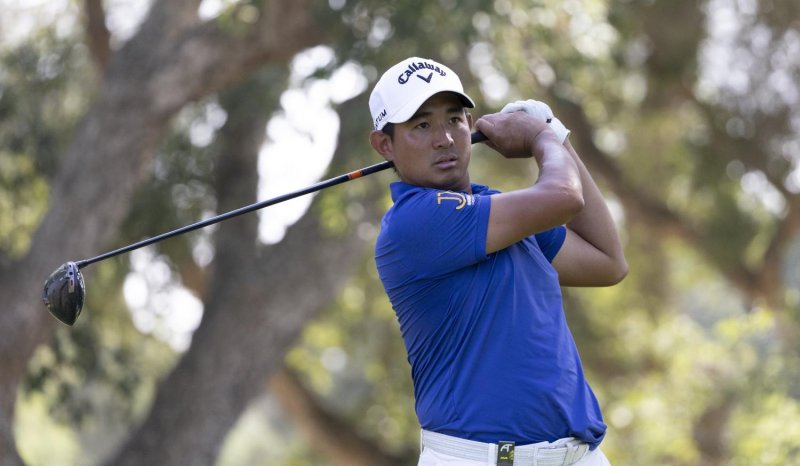 Pavit Tangkamolprasert tees off during the first round of the International Series Morocco.  (Photo: Asian Tour)