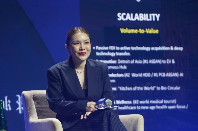 Chanida Klyphun, TikTok's Southeast Asia Director of Public Policy, speaks during the Bangkok Post Forum 2026 at CentralWorld on Friday. Wisuttipong Rodpai