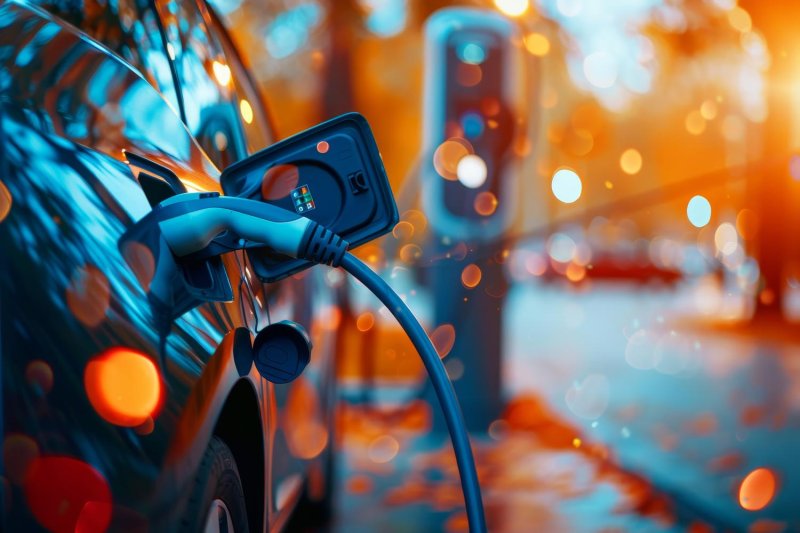 An electric vehicle charges at a station. The government established guidelines to safeguard subsidies under its EV promotion schemes.
