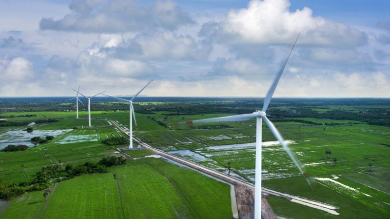 A wind farm operated by BCPG in Nakhon Si Thammarat. Thailand has the potential to develop more onshore wind farms to increase its renewable power supply.