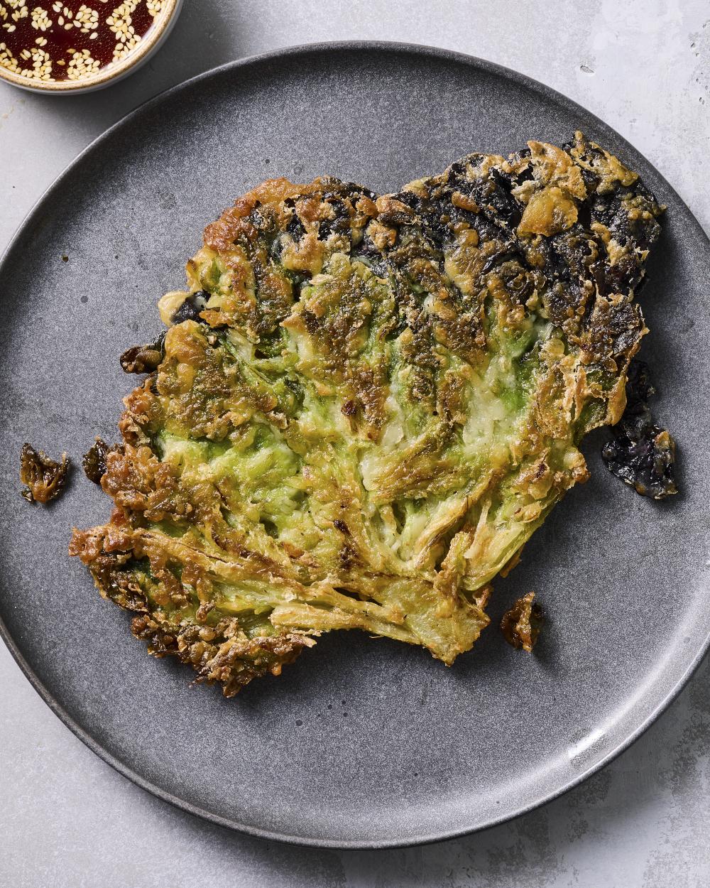 A salad pancake recipe chef Eric Ripert learned at Jinkwansa Temple.