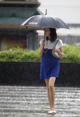 บรรยากาศฝนตก ที่ ลานหน้าห้างเซนทรัลเวิลด์