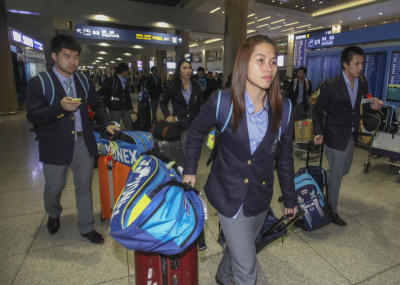 ทัพนักกีฬาไทยถึงสนามบินอินชอล