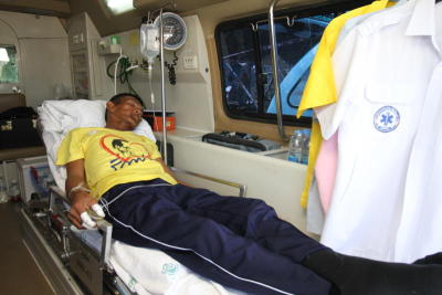 ‘ลุงหมี’หัวใจแกร่งถึงกรุงเก่า ร่างกายอิดโรย-พักให้น้ำเกลือ