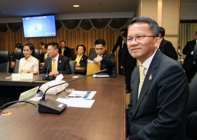 นายสมศักดิ์ เทพสุทิน เข้ากระทรวงทำงานวันแรก