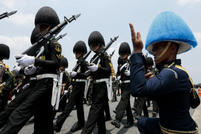 Troops practise parades for King's coronation