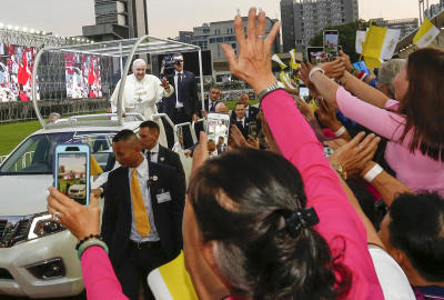 Francis thanks personnel for hard work, valuing life