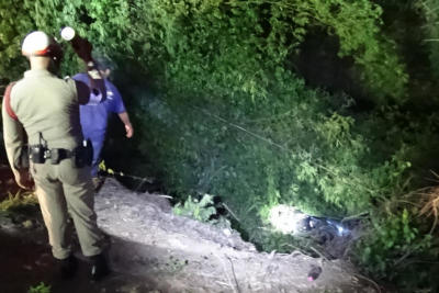 Curfew car chase has wet ending