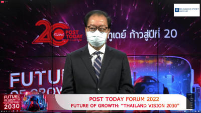 โพสต์ทูเดย์ ก้าวสู่ปีที่ 20 "ยุทธศาสตร์ วิสัยทัศน์ ทิศทางเศรษฐกิจ ภาพรวมการเติบโตของประเทศไทยในปี 2030 จะปรับเปลี่ยนพัฒนาไปในทิศทางใด" FUTURE OF GROWTH, THAILAND VISION 2030 Virtual Conference วันพุธที่ 9 กุมภาพันธ์ 2565 เวลา 13.00 - 17.00 น.