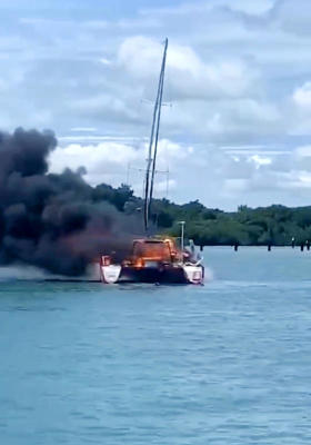Boat catches fire after tourist trip